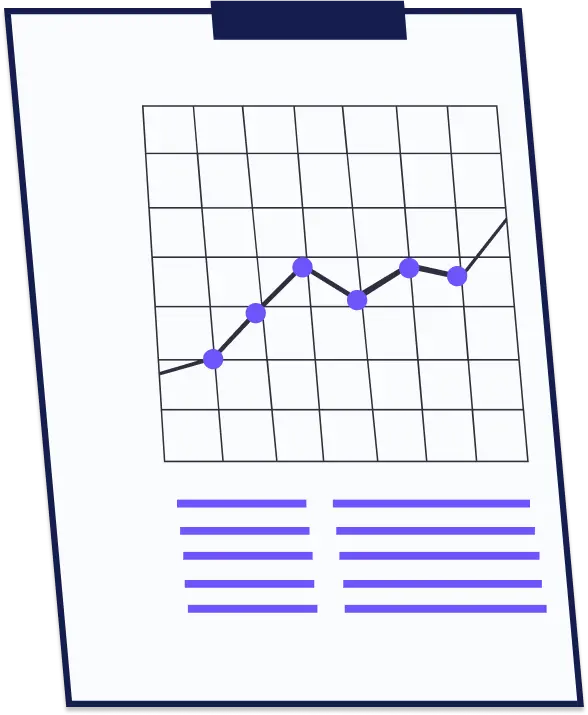 Hoja de cálculo con una gráfica creciente.
